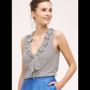 Anthropologie Dolan Ruffled Tie-Neck Tank Sz Small